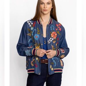 Johnny Was Dionne Snap Front Bomber Jacket Size Large